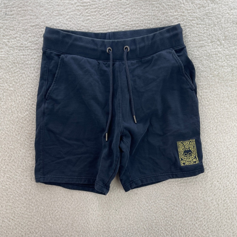 Psycho Bunny Sweat Shorts Mens Navy Blue Cotton French Terry Embroidered Preppy